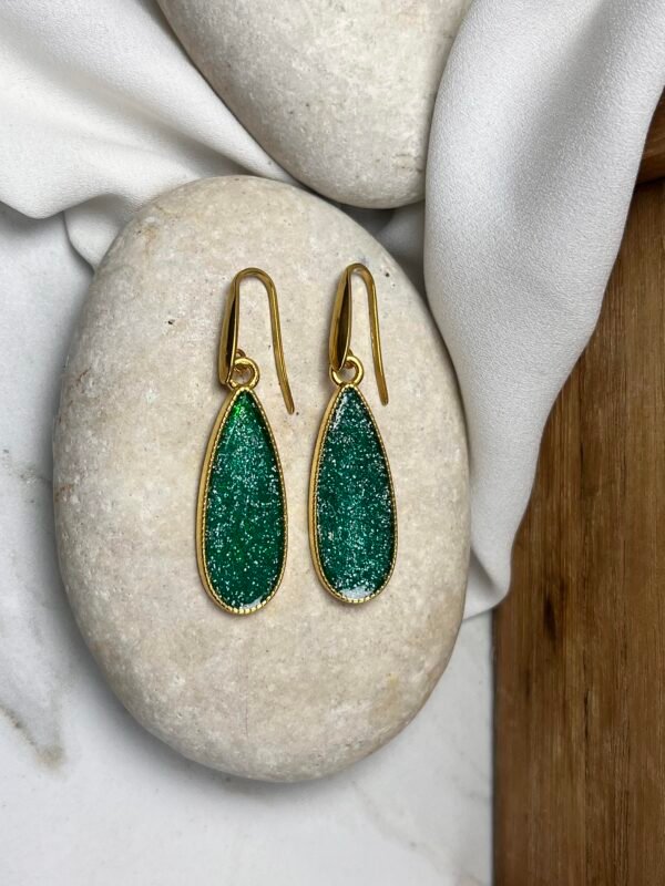 Κρεμαστό Σκουλαρίκι Tear Gold Teal