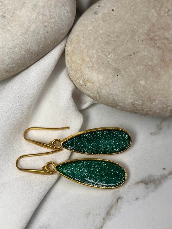 Κρεμαστό Σκουλαρίκι Tear Gold Teal