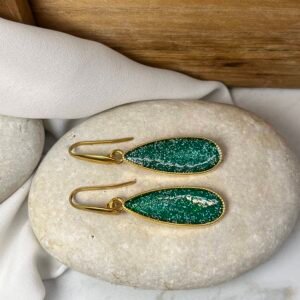 Κρεμαστό Σκουλαρίκι Tear Gold Teal
