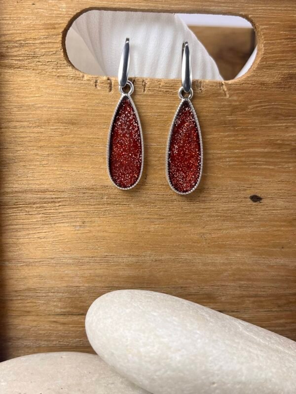 Κρεμαστό Σκουλαρίκι Tear Silver Red