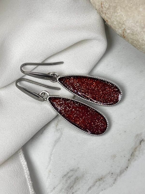 Κρεμαστό Σκουλαρίκι Tear Silver Red