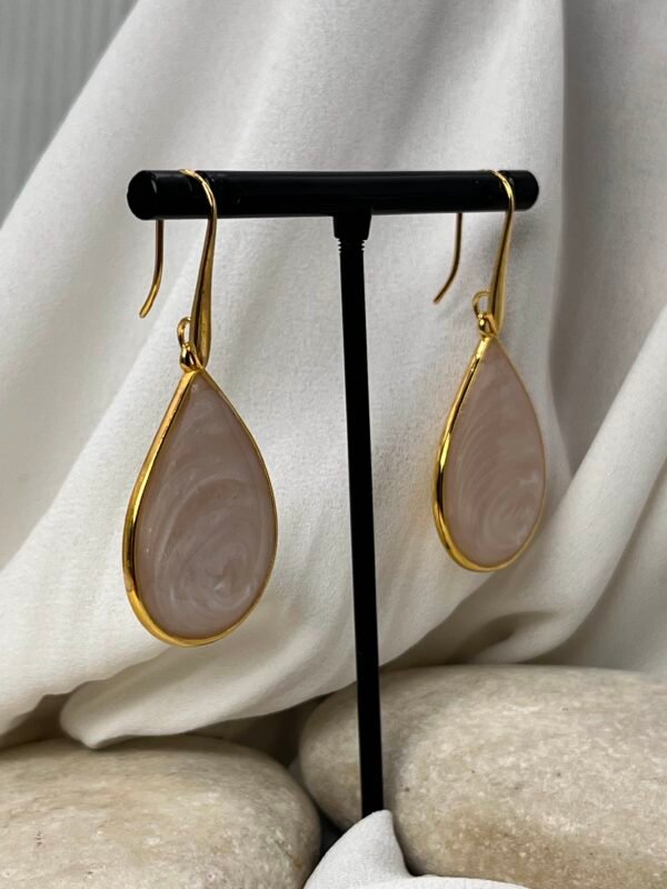 Κρεμαστό Σκουλαρίκι Drop Gold Pink