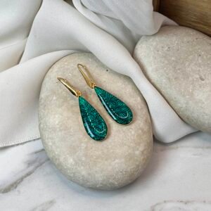 Κρεμαστό Σκουλαρίκι Tear Glass Green