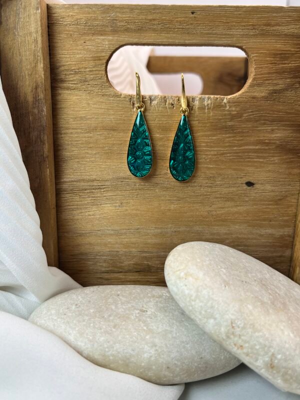 Κρεμαστό Σκουλαρίκι Tear Glass Green