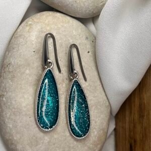 Κρεμαστό Σκουλαρίκι Tear Silver Teal