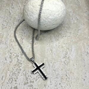 Αλυσίδα Κολιέ Cross Silver Double