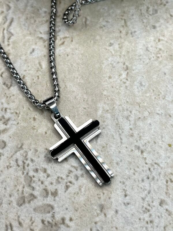 Αλυσίδα Κολιέ Cross Silver Double