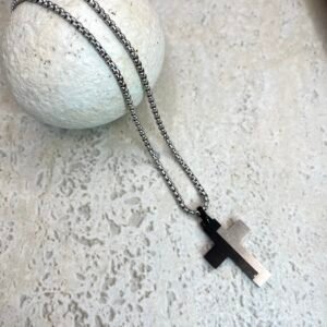 Αλυσίδα Κολιέ Cross Black Silver
