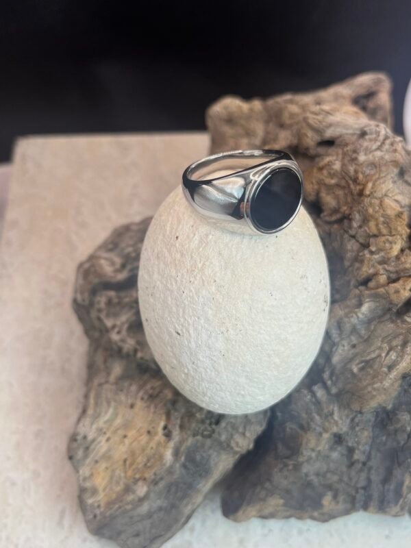 Ατσάλινο Δαχτυλίδι Silver Black Stone
