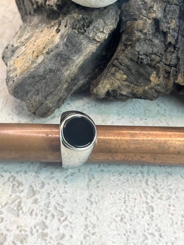 Ατσάλινο Δαχτυλίδι Silver Black Stone