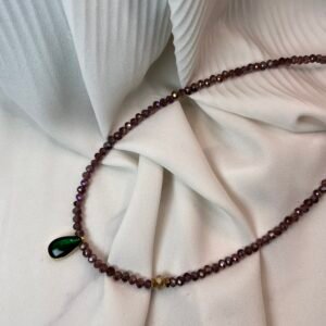 Κοντό Κολιέ Green Drop Purple
