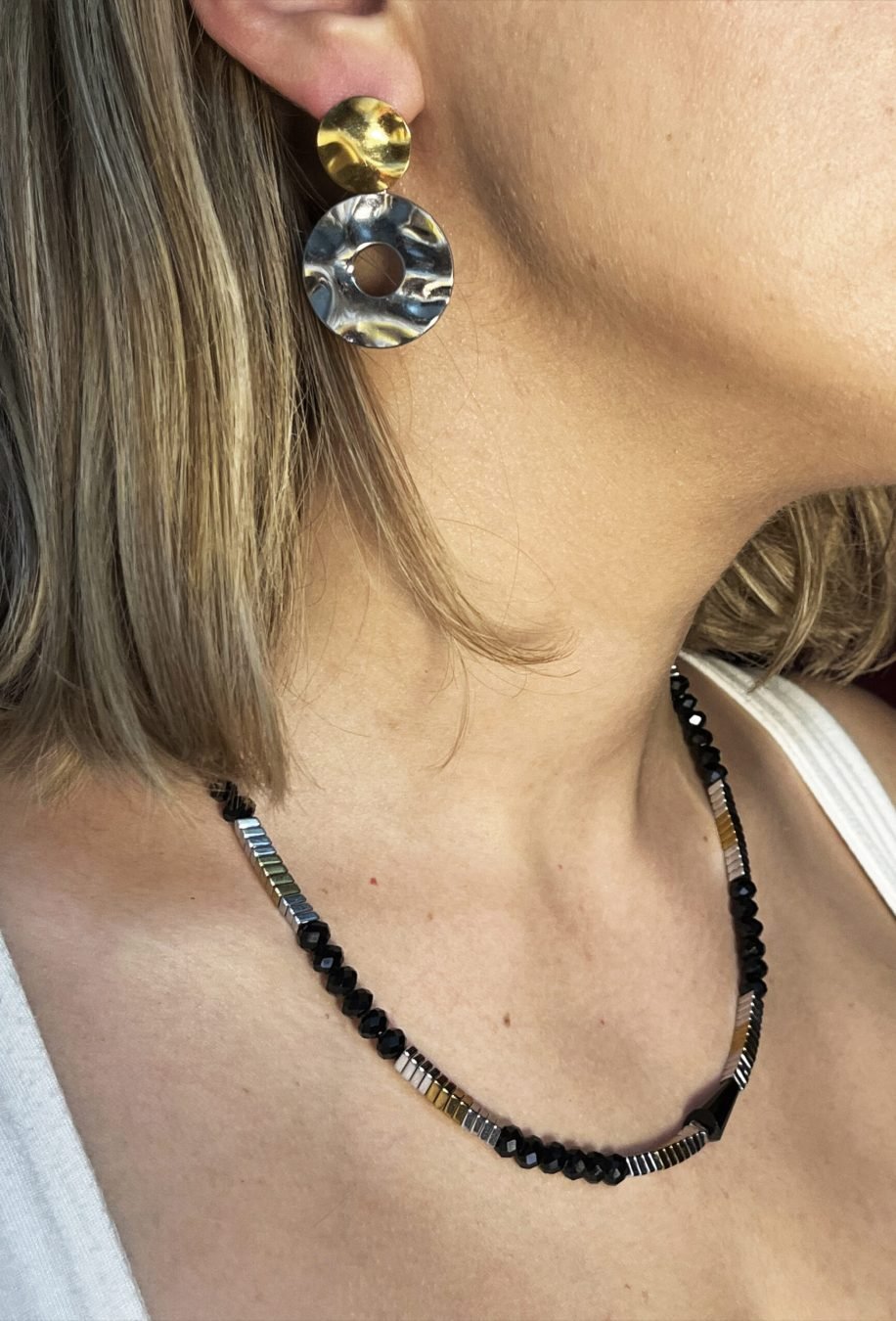 handmade earrings and necklace